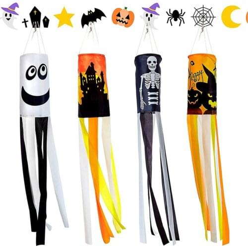 Halloween Wind Tube Flag Lawn Garden Weather Vane Pumpkin Skeleton Haunted House Castle Decoration Weather Vane