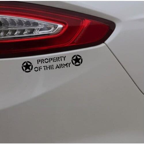 20X5CM PROPERTY OF THE ARMY JDM Car Sticker Vinyl Decal Funny Pattern Black/Silver N771