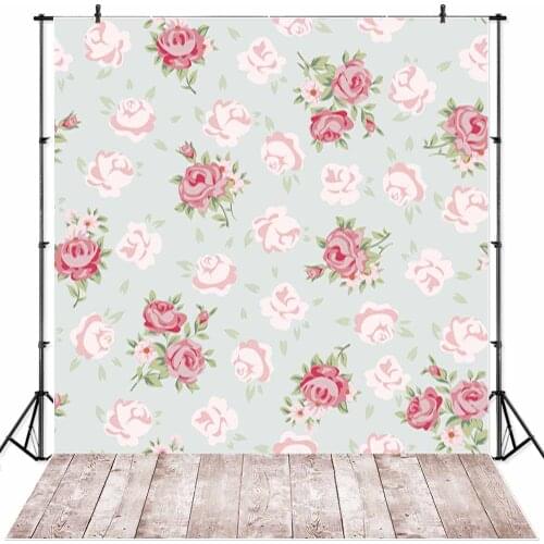 Vinyl Spring Pink Floral Wood Floor Newborn Baby Photographic Backgrounds Children Photography Studio Commercial Photo Backdrops