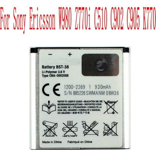 High Quality 930mAh BST-38 Battery For Sony Ericsson W980 Z770i C510 C902 C905 K770 Cell Phone