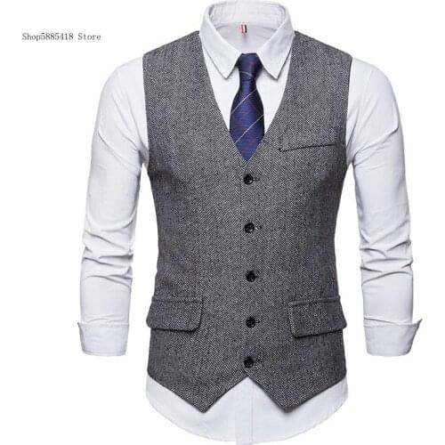 Single Breasted Classic V-Neck Wedding Top Smart Casual Suit Vest Men Business Vest Waistcoat Men Fashion Formal Dress Vest Suit