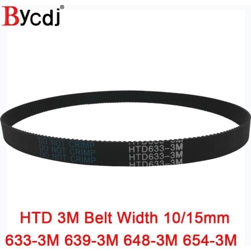 Arc HTD 3M Timing belt C=633 639 648 654 width 10/15mm Teeth211 213 216 218 HTD3M synchronous pulle633-3M 639-3M 648-3M 654-3M
