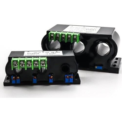 0-50a ac current transmitter hall three-phase current sensor transducer 0-100V perforated cable