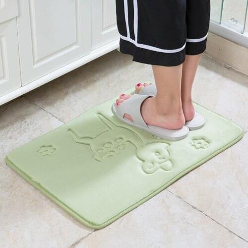 1pc Floor Mat Carpet Flannel Memory Foam Solid Color Bath Mat Kitchen Bedroom Living Room Carpet Non-slip Bathroom Mat Small Rug