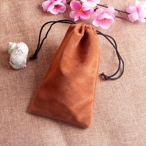 100PCS/Lot High Quality Coffee Brown Velvet Gift Bags Jewelry Storage Bags and Packaging 9cmx15cm free shipping
