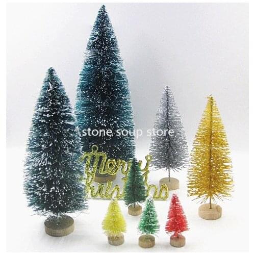 2-12pcs Mini Christmas Tree Natural Sisal yarn Pine Small Tree Placed in the desktop Xmas decoration for home Diy craft 8sizes