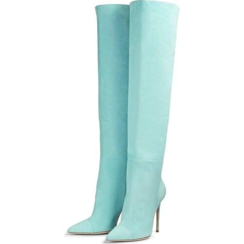 2021 Autumn Winter Woman Fashion Stiletto Boot Lady Thin High Heel Knee High Pointed Toe Sexy Colorful Boot