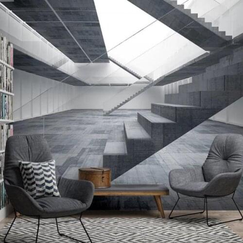 Custom size simple gray industrial style personality space extension wallpaper 3D mural living room bedroom dining room sketch