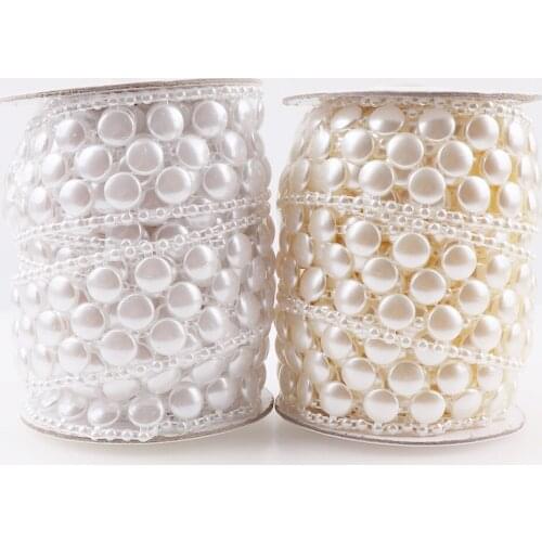 40mm 1 Meter Dot Cotton Thread Flatback ABS Plastic Pearl Chain Connection Beads For DIY Manual Garment Accessories Decoration