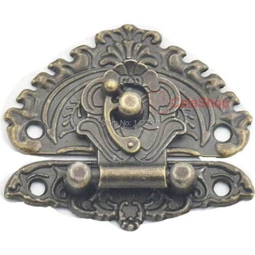 5 pcs / Lot Love Latch Hook Lock Catch Box Wooden 58mm x 68mm Trunk Suitcase Decorative Jewelry Gift Hasp Furniture Screws