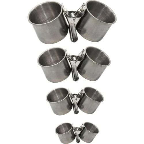 5 pcs Food Water Feeding Bird Double Cups With Clip Stainless Steel Parrot Cage Stand Bird Drinking Cup Animal supplies