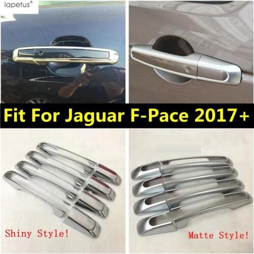 Lapetus Accessories Fit For Jaguar F-Pace 2017 - 2020 Side Car Door Pull Doorknob Handle Cap Molding Cover Kit Trim 8 Pcs / ABS