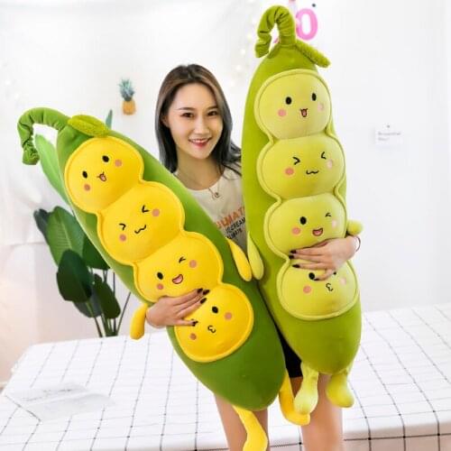 Large Pillow Cute Vegetables Pods Pea Shape Stuffed Plush Toys New Creative Plant Doll Pillow Cushion Toy for Baby Children Gift