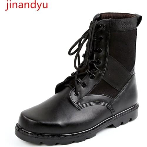 Weightlight Comfortable Steel Toe Boots Army Outdoor Boots Men Leather Botas De Seguridad Black Safety Shoes Men Work Shoeas