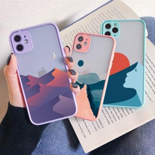 Mountain Sunset Scenery Phone Case For iPhone 11 12 Pro Max 6s 7 8 Plus SE 2020 X XR XS MAX Sunrise Hard Shockproof Back Cover