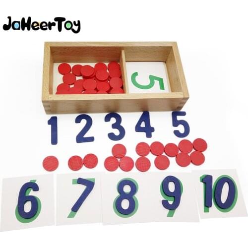 JaheerToy Counters and Numberals 1-10 Digital Cognition Montessori Educational Toy Wooden Toys for Children 3-4-5-6 Years
