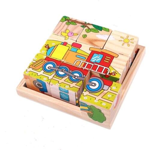 Baby Toys Children 3D Cartoon Animal Puzzle Wooden Toys 6 Sides Wisdom Jigsaw Educational Toys Parent-Child Game Birthday Gift