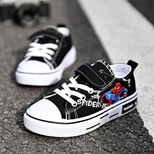 Childrens canvas shoes 2021 spring and autumn new Disney Spider-Man boys sports shoes girls cloth shoes all-match