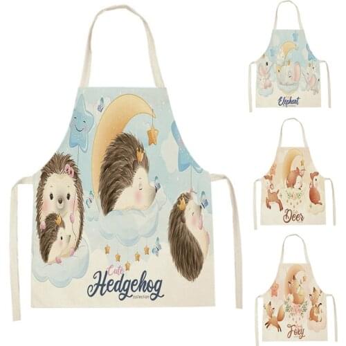 1Pcs Cartoon Animal Kitchen Aprons for Women Bibs Household Cleaning Pinafore Zebra Squirrel Home Cooking Apron 47-38 Grembiule