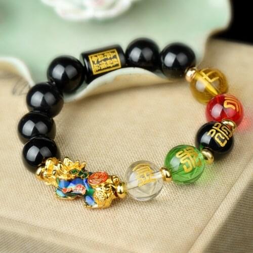 Box Included Feng Shui Obsidian Bracelet Five-element PIXIU Beads Brave Troops Good Luck Attract Gift Women Men Bead Bracelets