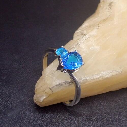 Gemstonefactory Jewelry Big Promotion Single Unique 925 Silver Ocean Blue Topaz Trendy Women Men Gifts Rings 9# 20213149