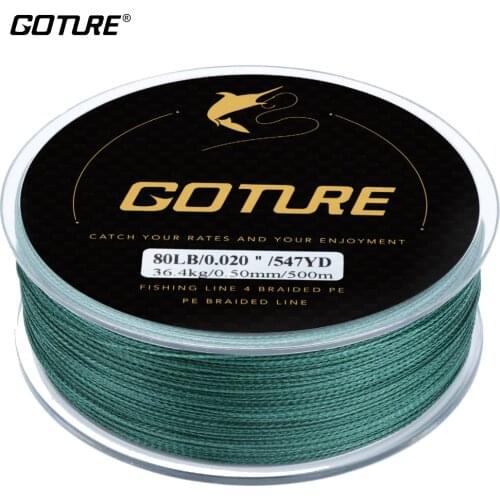 Goture New 4 Stand Braided Fishing PE Line 5 Colors 500m/547YD 8 10 15 20 25 30 40 50 65 80LB For All Fishing