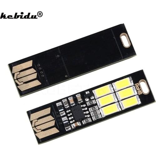 Kebidumei Ultra Bright Mini Touch USB Power 6 LED Light Lamp 1W 5V Dimmer Warm/pure white Light for Power Bank Computer Laptop
