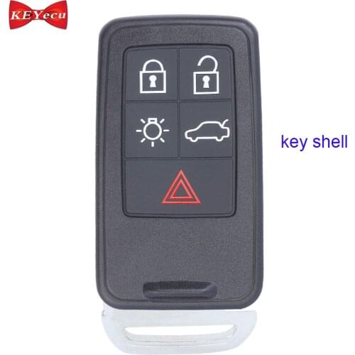 KEYECU for Volvo S60 S80 V70 XC70 XC90 Remote Car Key Shell Case Fob Housing Cover Uncut Blade