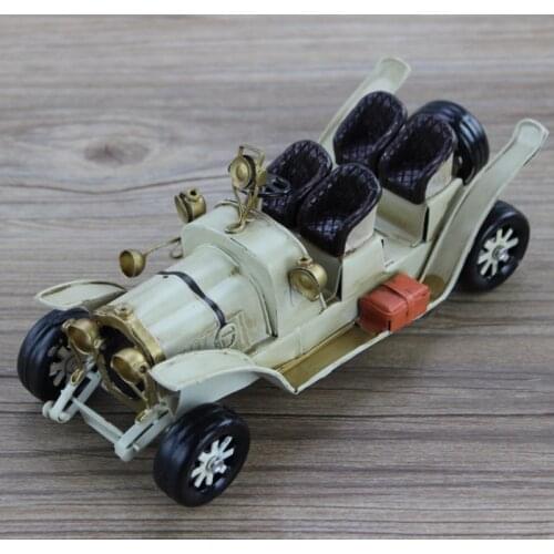 Classic car model silver Metal Alloy Classic Static Model Diecast Vehicles Toys vintage style Distress F Children white