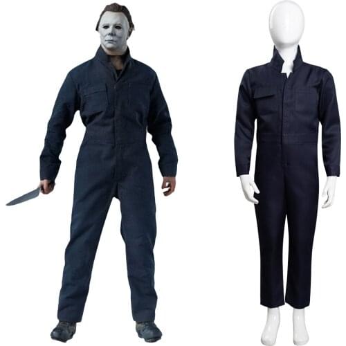 2021 Movie Halloween Kills Michael Myers Cosplay Costume Kids Children Jumpsuit Outfits Halloween Party Carnival Suit