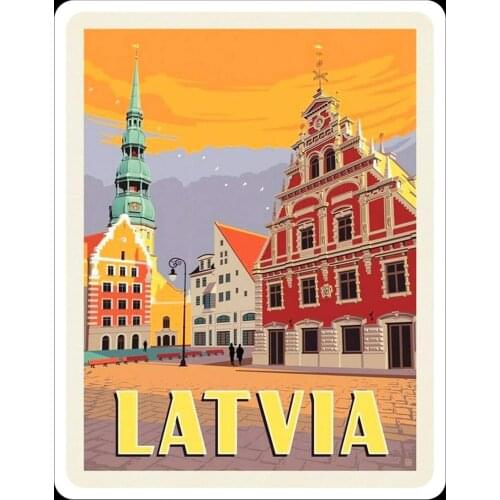 Latvia Riga Europe Baltic Sea Travel Metal Tin Sign 8x12 Inch Decor Travel