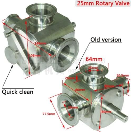 Paste Filling Machine Rotary Check Valve Pneumatic Three-way Valve Pneumatic Fluid Food Hygiene Pipe Valve Accessories 304