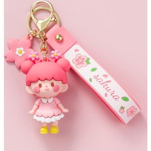 Cartoon Sakura Girl Doll Keychain Charms Llavero Auto Mujer Pendant Couple Gift Phone Charm Superior Quality Original Design