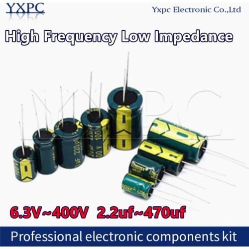 New 10V 16V 25V 35V 50V 400V High Frequency Low ESR Aluminum Capacitor 100UF 220UF 330UF 470UF 680UF 1000UF 1500UF 2200UF 3300UF