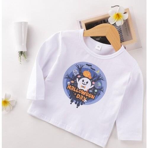 New Halloween Baby Girl Clothes Cotton Long Sleeve Letter Halloween Day Ghost T-shirt Tops Winter Festival Baby Boy Clothes 2-7Y