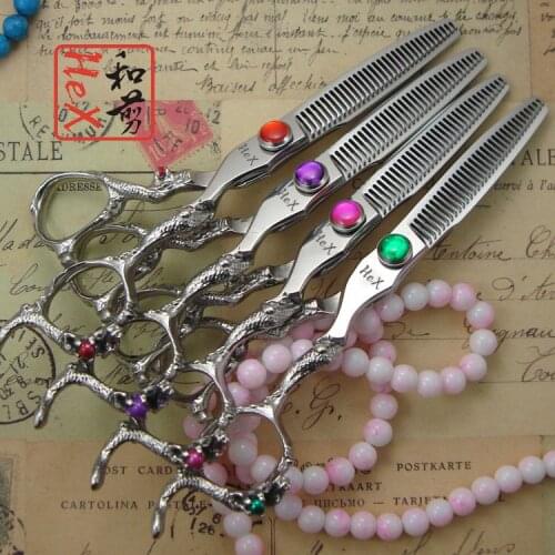 Colorful Dragon handle hair styling tools Japanese hair thinning scissors 6" Japanese 440C high quality hairdresser scissors