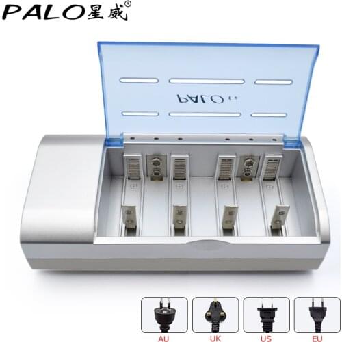 Wholesale PALO Multi usage LED indicator Smart battery charger for NI-MH NI-CD AA/AAA/SC/C/D/9V size battery 6F22 Charger