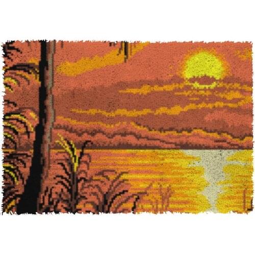 Lake Latch Hook Kits Rug Plush Wall Tapestry Kits Crochet Floor Mat Thick Yarn Cushion Arts & Crafts