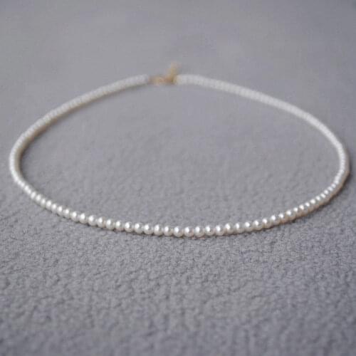NEW 16" AAA+ 4-5mm Real natural Freshwater white Nearly circular pearl necklace