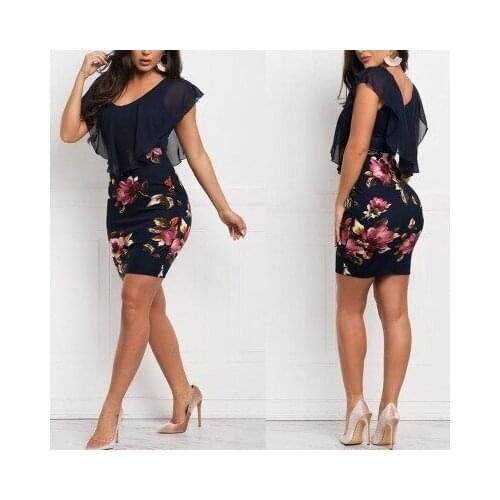 Sexy Ladies Summer 4XL Dress Sleeveless Floral Printed Bodycon Holiday Party Short Mini Dress Fashion Bodycon Dresses Vestidos