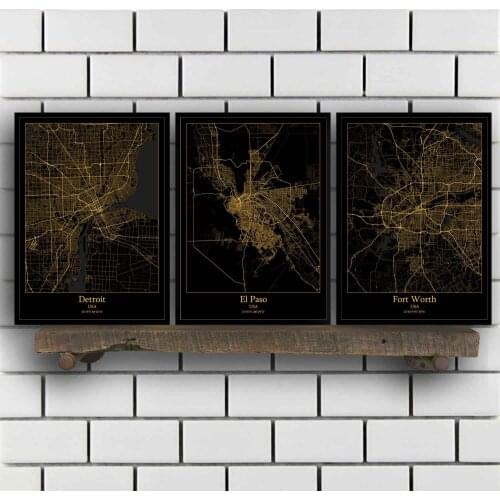 Detroit El Paso Fort Worth Fresno Green Bay Houston Indianapolis Jacksonville Kansas City Louisville USA Map Poster
