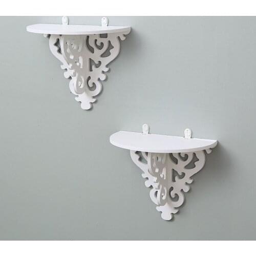 Flower pot stand book White Filigree Style Wall Shelf European retro Simple Candle Home Decoration Holder bedroom organizer