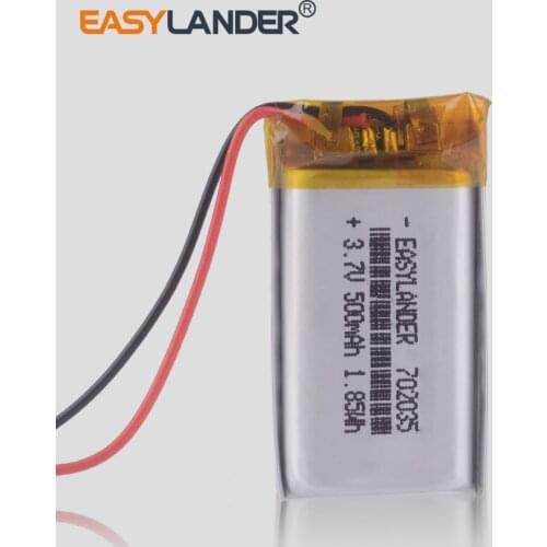 Polymer battery 500 mah 3.7 V 702035 smart home MP3 speakers Li-ion battery for dvr GPS,mp3 mp4 speaker car dvr video recorder