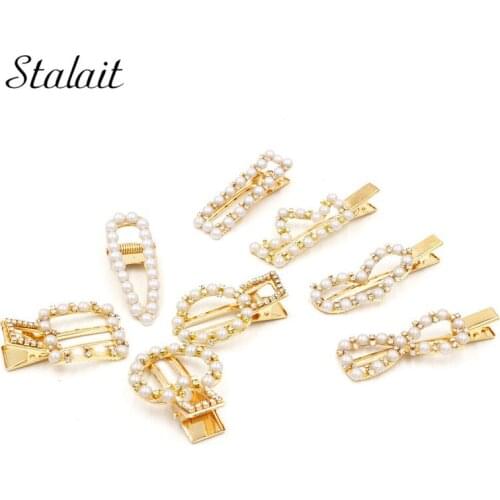 Luxury Full Pearl Hair Clips Slide Geometric Bow Heart Shape Hair Pin Bridal Hair Accessory Cute Hair Clips For Women