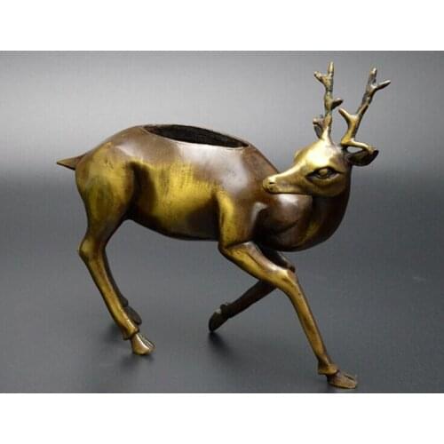 Christmas decoration + high grade pure copper collection fawn incense burner aromatherapy stove creative animal ashtray