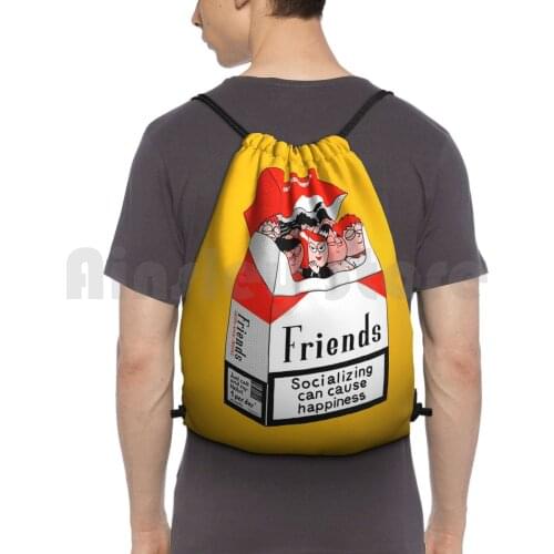 Friends Socializing Backpack Drawstring Bag Riding Climbing Gym Bag Movies 90S 90S Movies Friends Tv Show Cigarettes Funny