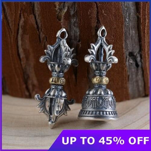 S925 sterling silver restoring ancient ways is Thai silver pendant for man process Buddhist culture vajra vajra bell multiplier