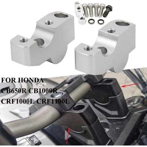 Motorcycle Silver Handlebar Riser Bar Mount Handle Clamp CRF 1100L CB 650R FOR HONDA CB650R CB1000R CRF1000L CRF1100L