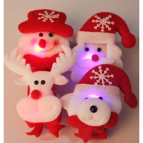 Cute LED Light Glow Christmas Ornaments Kids Gift Xmas Slap Circle Bracelet New Year Decoration Wrist Band Dazzling Toy Gifts