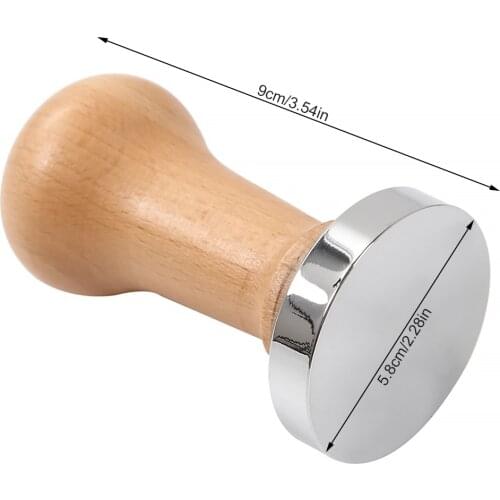 Solid Wood Handle Coffee Tamper Stainless Steel Press Powder Hammer Squeezer, Thread Base